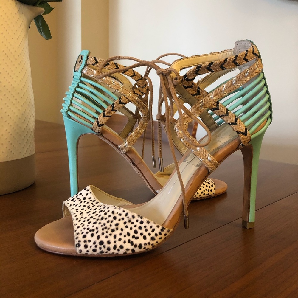dolce vita Sky Blue/Cheetah Print Heels
